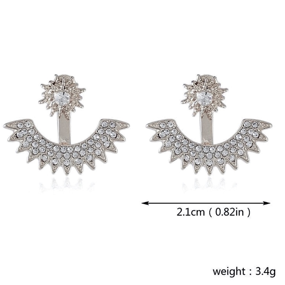 Silver Crystal Studs w/ Earring Jackets - Picture 6 of 7